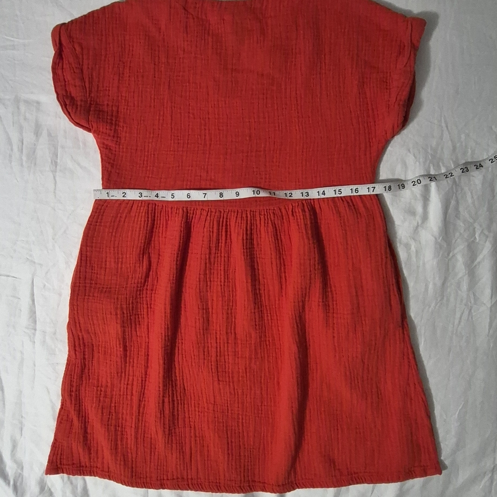 Universal Thread Orange Gauze V‑Neck Short Sleeve Dress - Picture 3 of 7